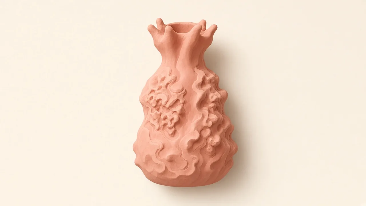 Sculptural Sweenies bottle on a shelf among glassware